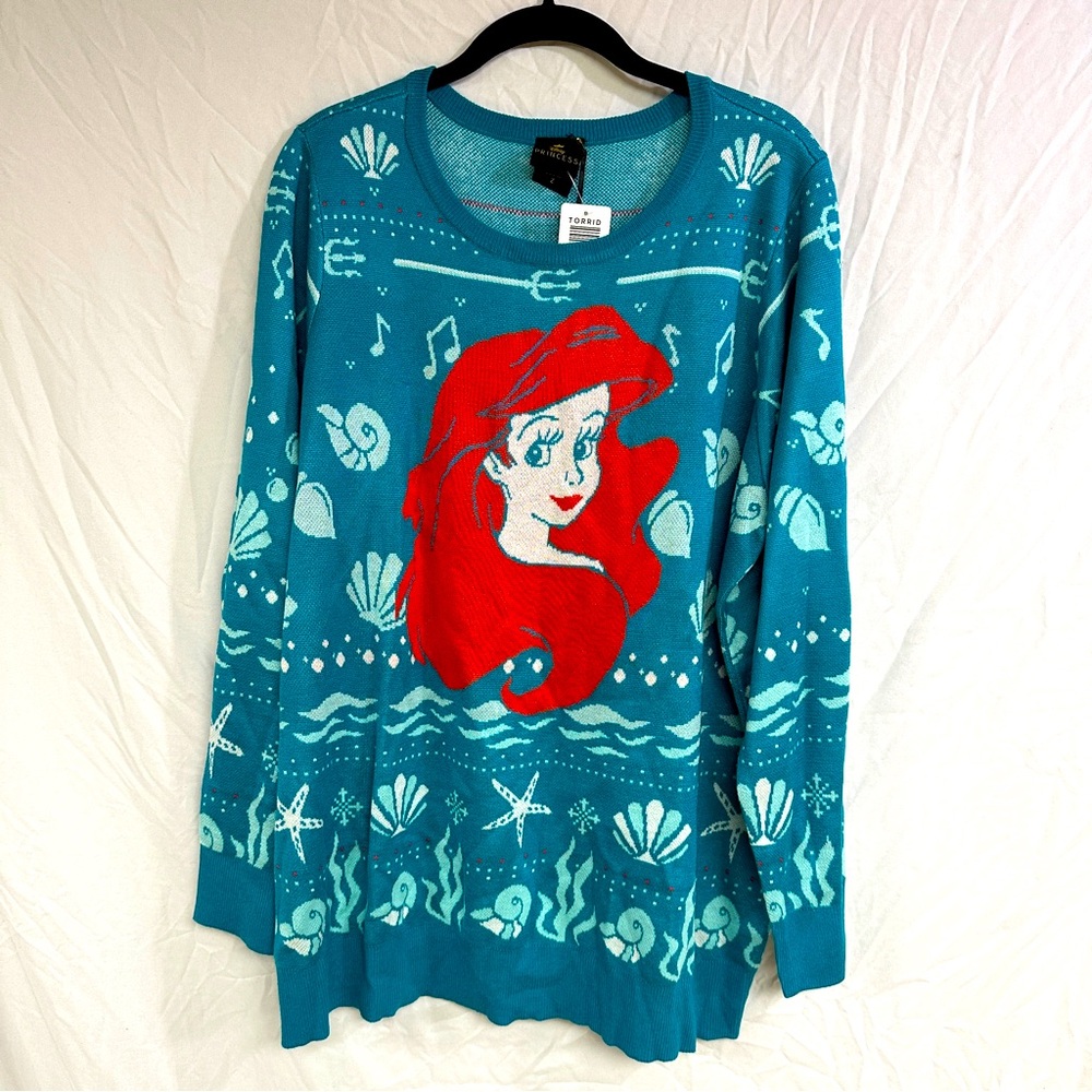 NWT Torrid Sweater - The Little Mermaid - Ugly Christmas Sweater - Size 2X